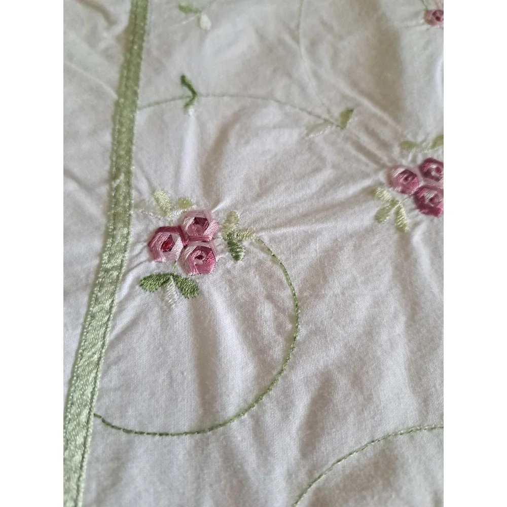 VTG White Floral Embroidered Cotton Duvet Cover Queen 84 X 80